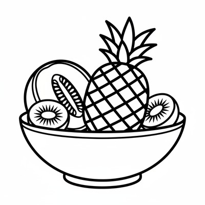 Fruktfat med ananas, melon och kiwi