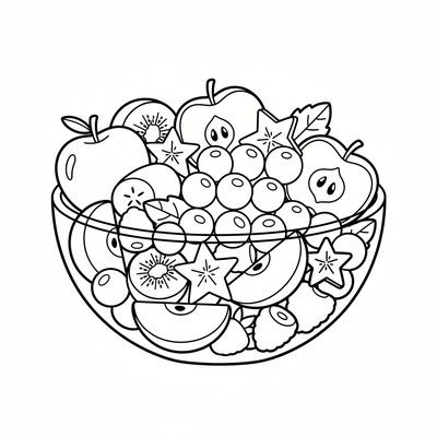 Frukt blandas i en färgglad sallad