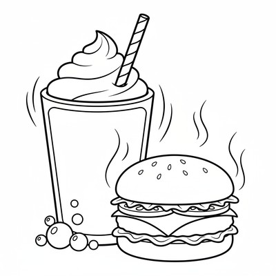 Snabbmat milkshake bredvid burgare