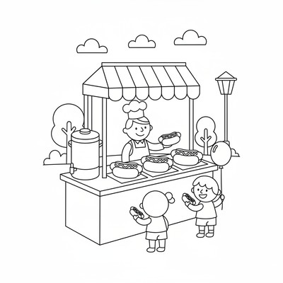 Snabbmat korv med bröd på gatukök