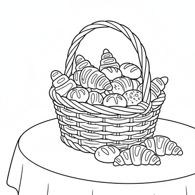 Bakat croissanter i en korg