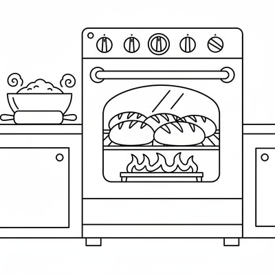 Bakat bröd gräddas i ugn