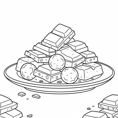 Snacks chokladbitar på ett fat