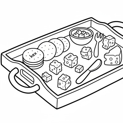 Snacks kex och ost på bricka