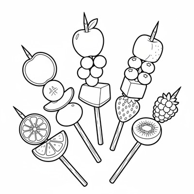 Snacks fruktbitar på spett