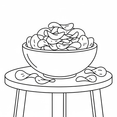 Snacks chips i en skål på bord