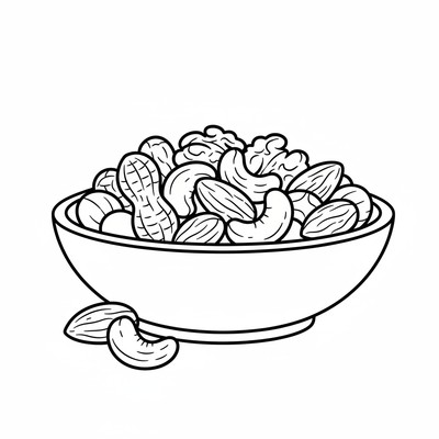 Snacks nötter i en liten skål