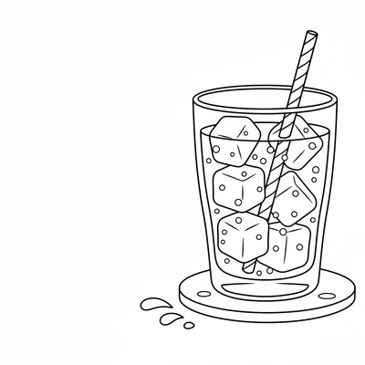 Dryck läsk med is och sugrör