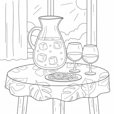 Dryck vatten i karaff på bord