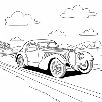 Bugatti står på en racerbana