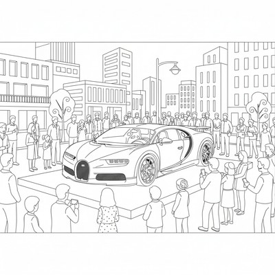 Bugatti syns på bilutställning i stad