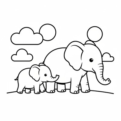 Elefantunge som går bredvid mamman