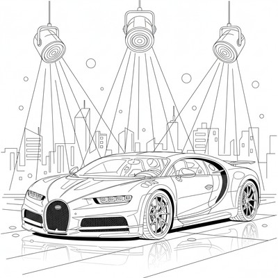Bugatti glänser under strålkastare