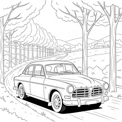 Volvo Amazon står vid en landsväg