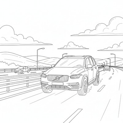 Volvo XC90 kör på motorväg