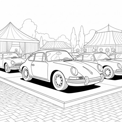 Porsche står på en bilutställning