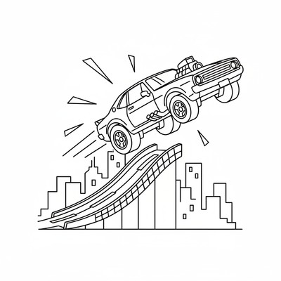 Hot Wheels bil hoppar över en ramp