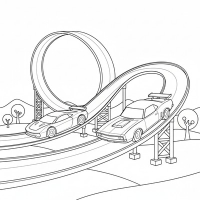 Hot Wheels bilar kör på dubbla spår