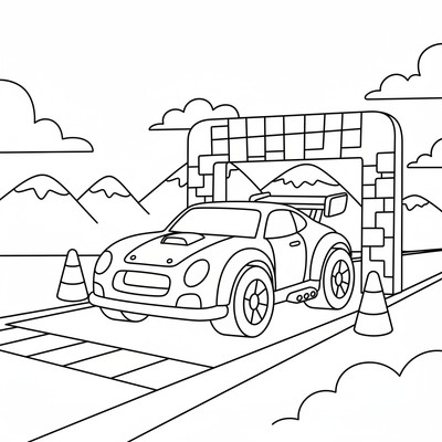Hot Wheels bil parkerad vid startlinje
