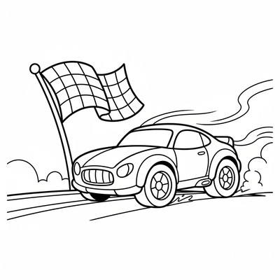 Hot Wheels bil stannar vid målflagga
