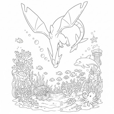 Latios dyker ner i havets djup