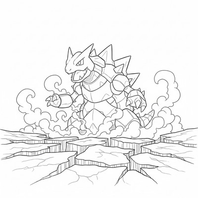 Groudon reser sig ur sprucken jord