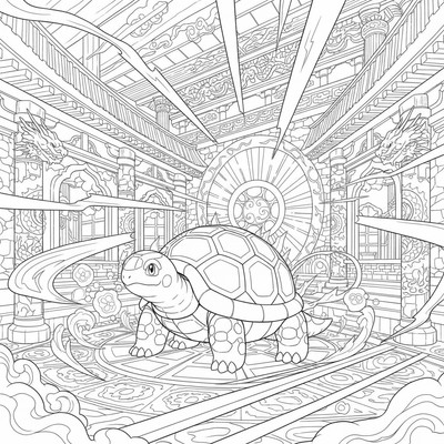 Terapagos står i ett tempel fullt av ljus