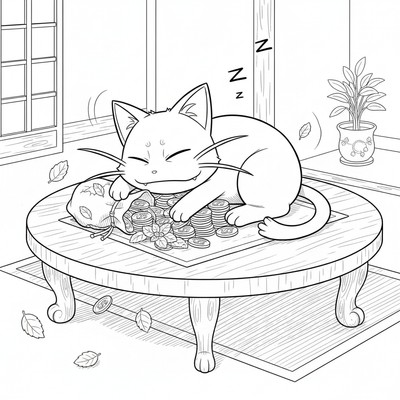 Meowth snor mynt från ett bord