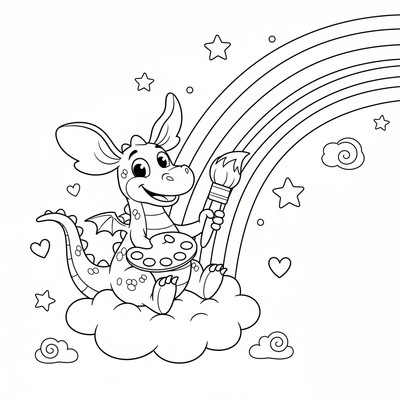 Bolibompa-draken målar en regnbåge