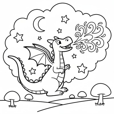 Bolibompa-draken blåser eld i natten