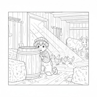 Emil i Lönneberga gömmer sig i ladan