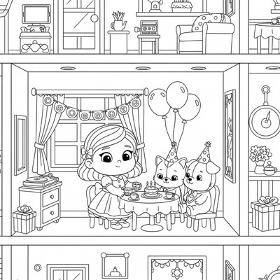 Gabby ordnar fest i sitt dockskåp