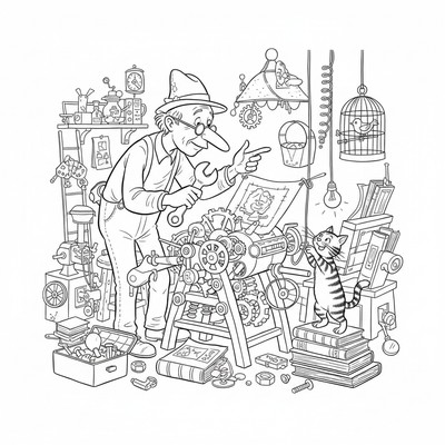 Pettson och Findus bygger en uppfinning