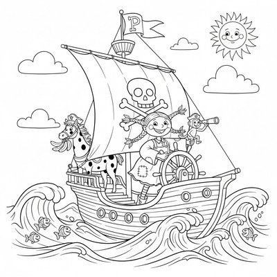 Pippi Långstrump seglar med Hoppetossa