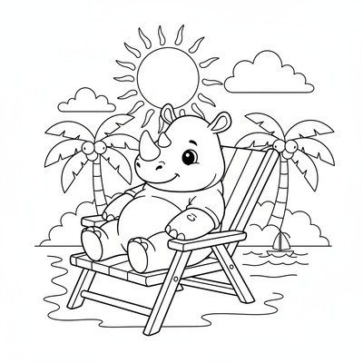 Noshörning som sitter i en solstol