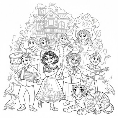 Encanto familjen firar med musik