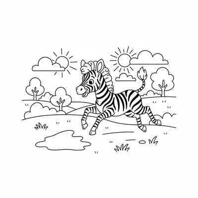 Zebraunge som jagar sin egen skugga