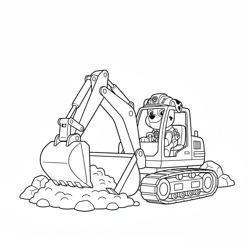Paw Patrol Rubble gräver med sin grävmaskin
