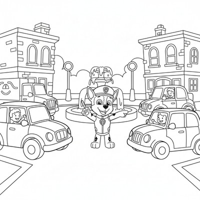 Paw Patrol Chase dirigerar trafiken på torget