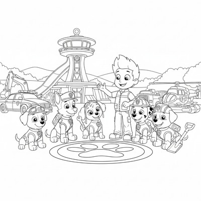Paw Patrol Ryder ger order till valparna på gården