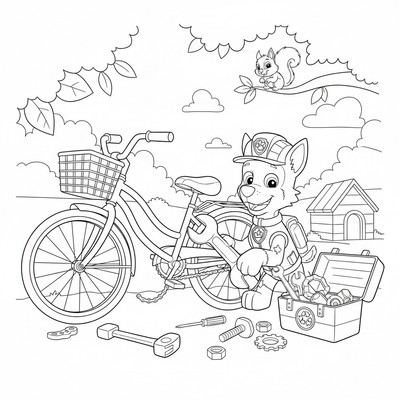 Paw Patrol Rocky reparerar en trasig cykel