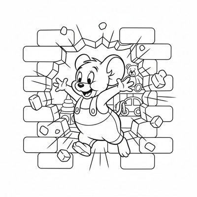 Jerry smiter in i väggen genom ett litet hål