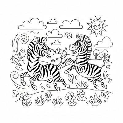 Två zebror som leker kull