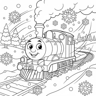 Tåget Thomas kör i snöstorm