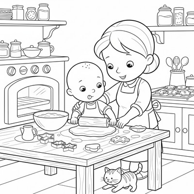 Caillou bakar kakor tillsammans med mamma