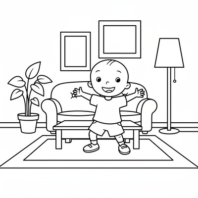 Caillou dansar i vardagsrummet