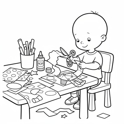 Caillou pysslar med färgglada papper