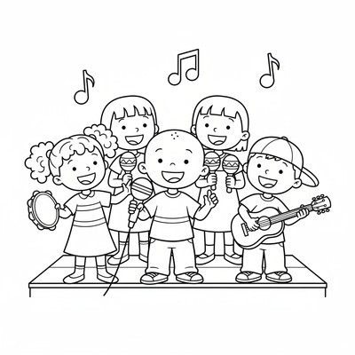 Caillou sjunger med sina vänner