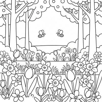 Vårblommor täcker en skogsglänta