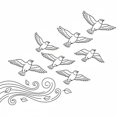 Höstfåglar flyger i formation